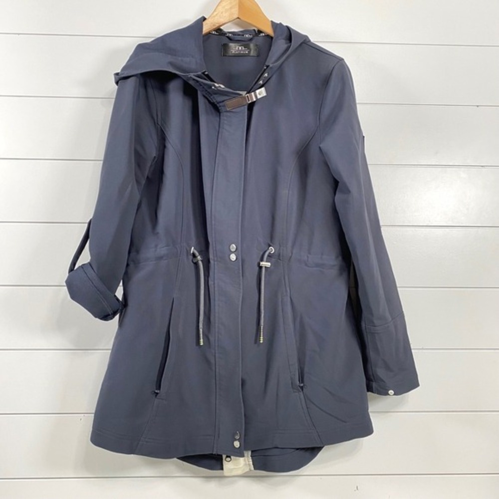 AA Platinum Womens Olbia Summer Parka sz M Blue Roll Tab Sleeve Equestrian Horse